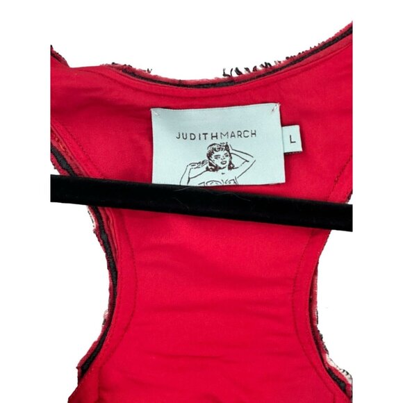 Judith March Houndstooth Crimson Tiered Lined Top University of Alabama Large - Picture 4 of 12